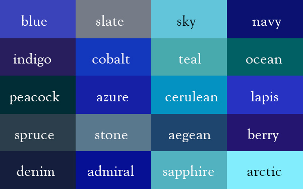 blue-shades correct names